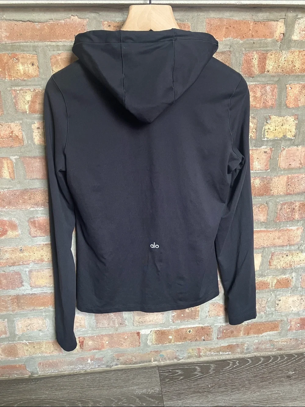Alo Yoga black Alosoft Hooded Runner long-sleeve top